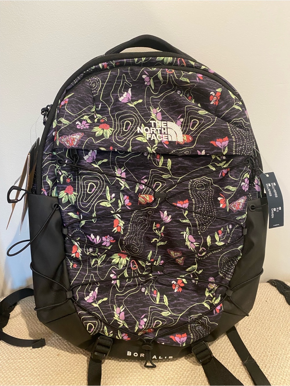 The North Face Black Floral-Print Borealis Backpack